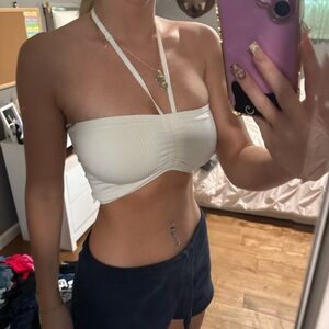 White Ribbed Crop Top